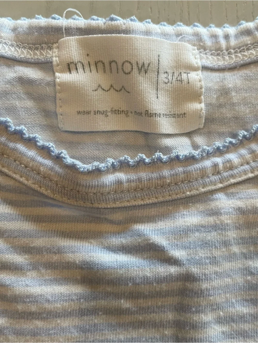 Minnow Girls Powder Blue Stripe Pima Pajama Set - 3T 4T